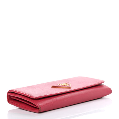 Prada Saffiano Triangle Continental Flap Wallet Peonia 4 of 8