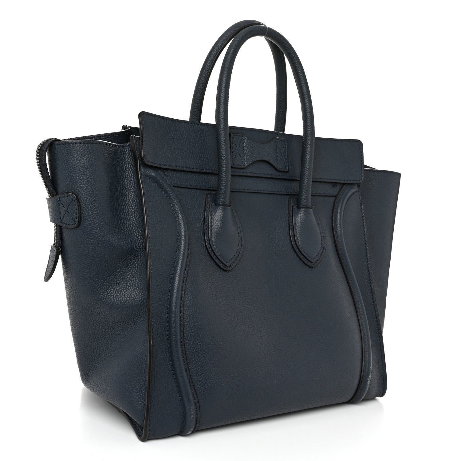 Celine Drummed Calfskin Mini Luggage Blue 3 of 13