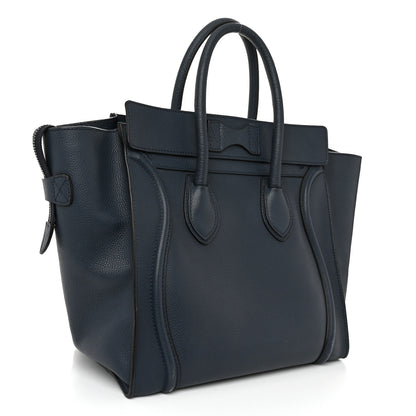 Celine Drummed Calfskin Mini Luggage Blue 3 of 13