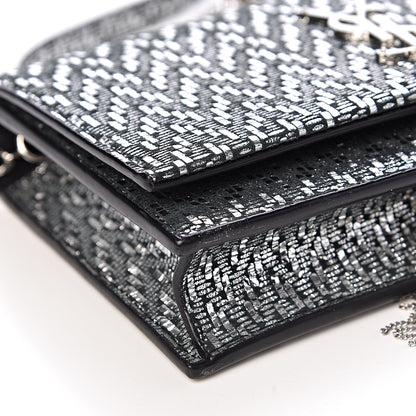 Saint Laurent Metallic Calfskin Classic Monogram Kate Tassel Chain Wallet Black Argento 8 of 9