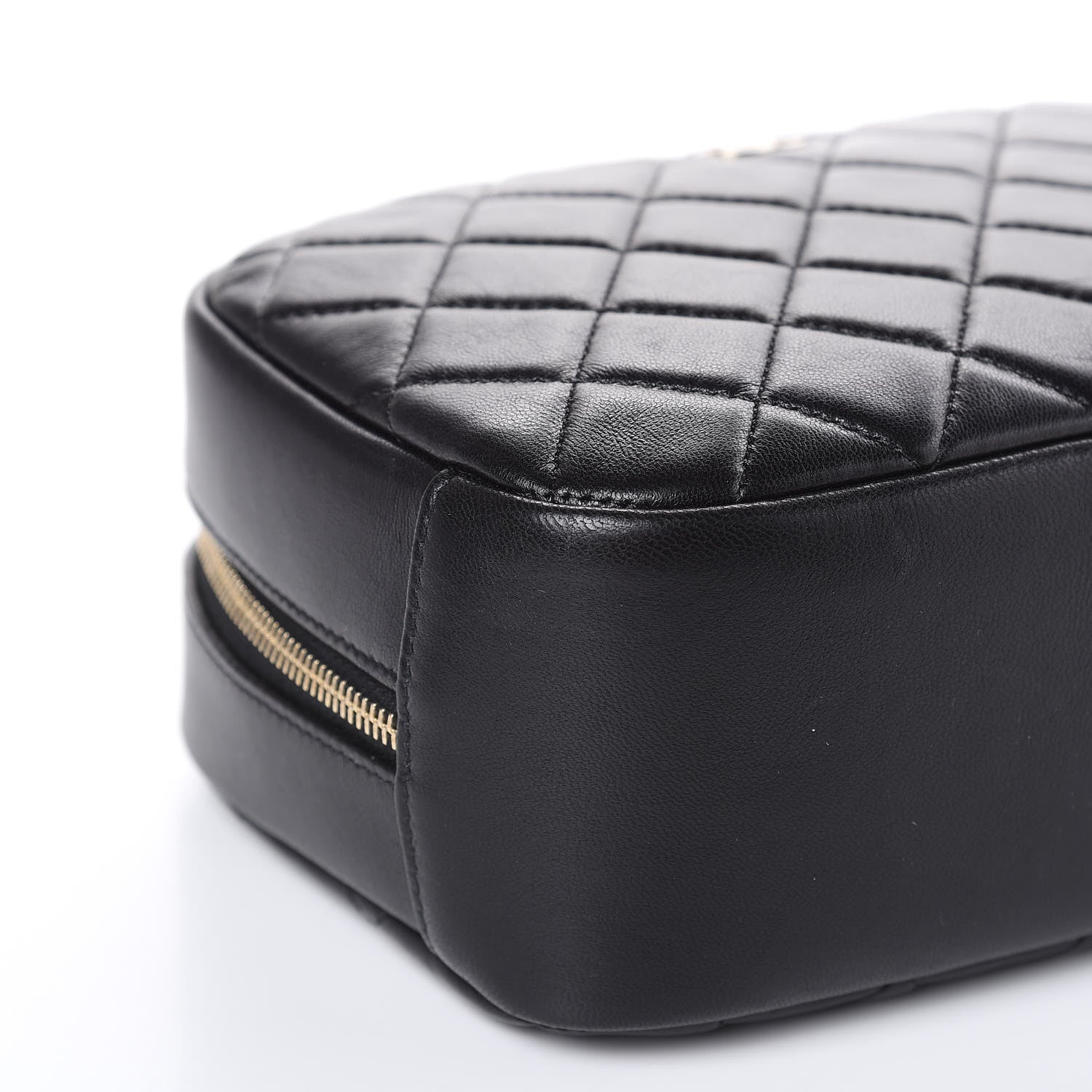 Chanel Lambskin Quilted Medium Curvy Pouch Cosmetic Case Black 7 of 10