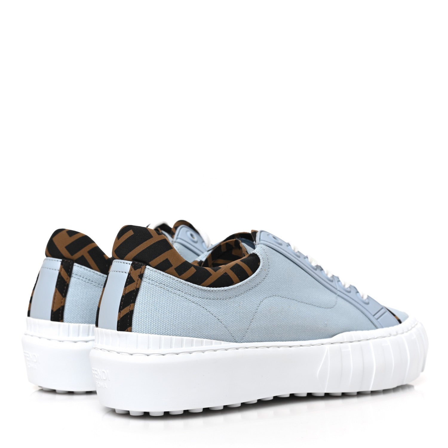 Fendi Canvas Lycra TPU FF Womens Fendi Force Low Top Sneakers 39 Sky Tobacco Black 4 of 8