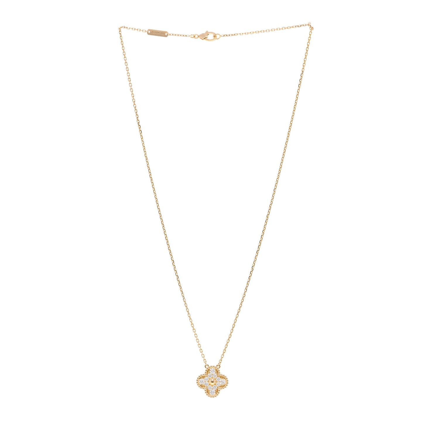 18K Yellow Gold Diamond Vintage Alhambra Pendant Necklace