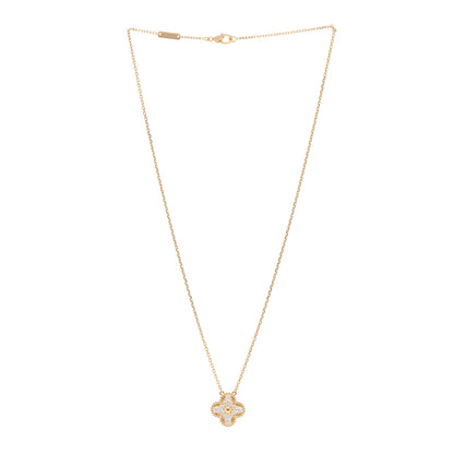 Van Cleef & Arpels 18K Yellow Gold Diamond Vintage Alhambra Pendant Necklace 3 of 4