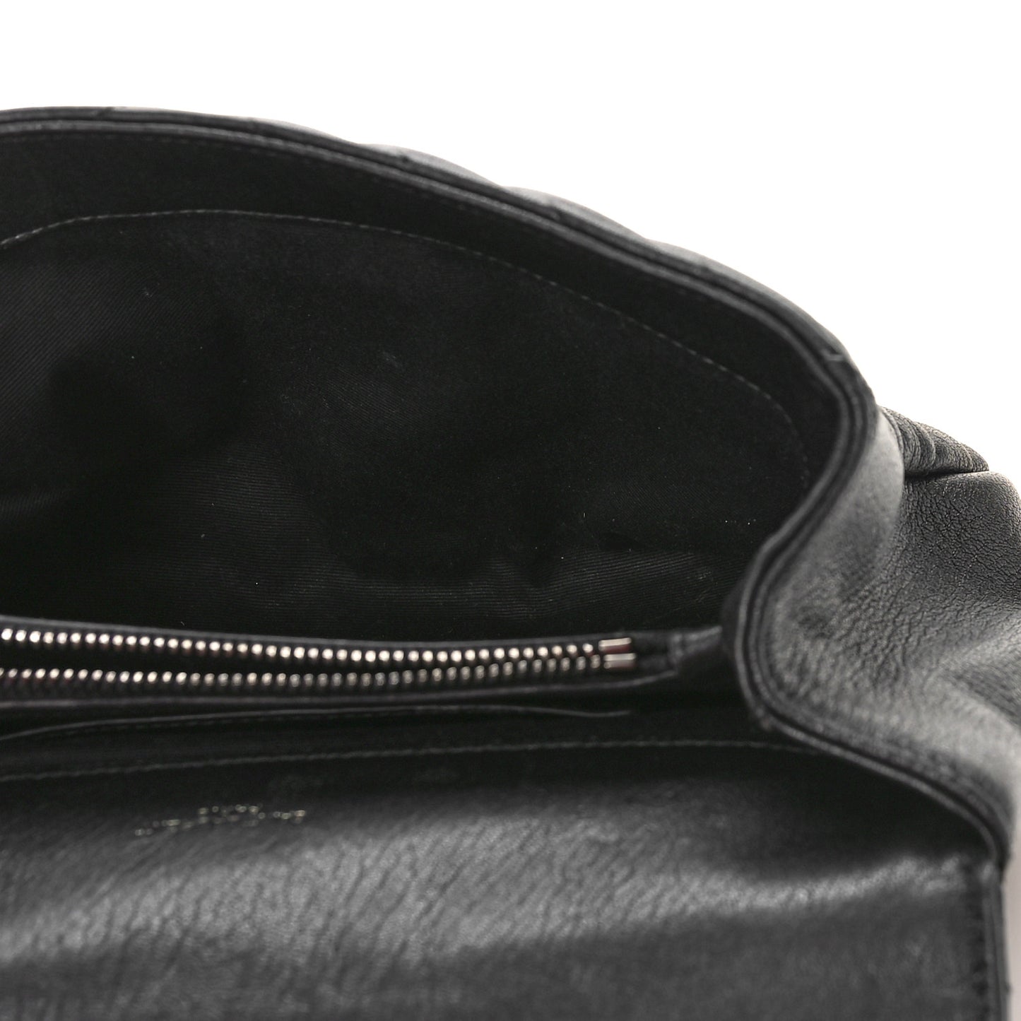 Sheepskin Matelasse Chevron Monogram Medium College Bag Black