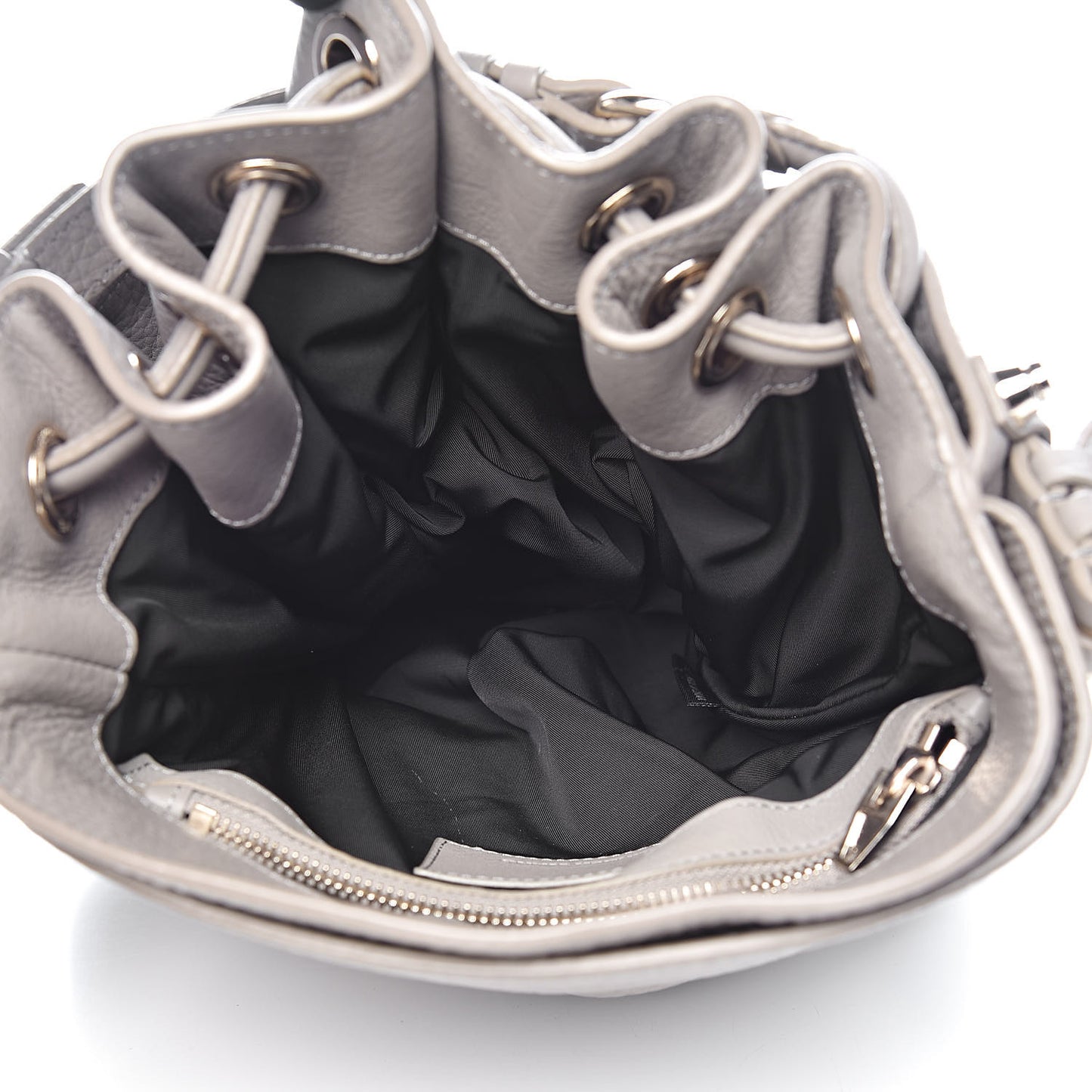 Pebbled Lambskin Diego Bucket Bag Oyster