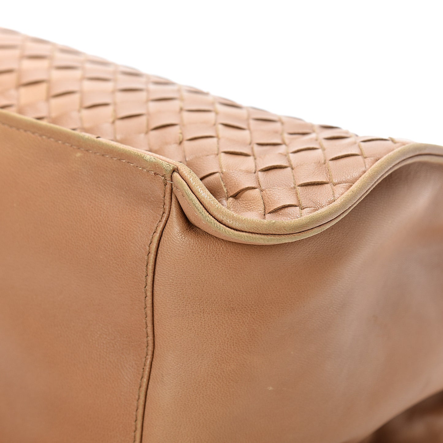 Nappa Intrecciato Shoulder Bag Camel