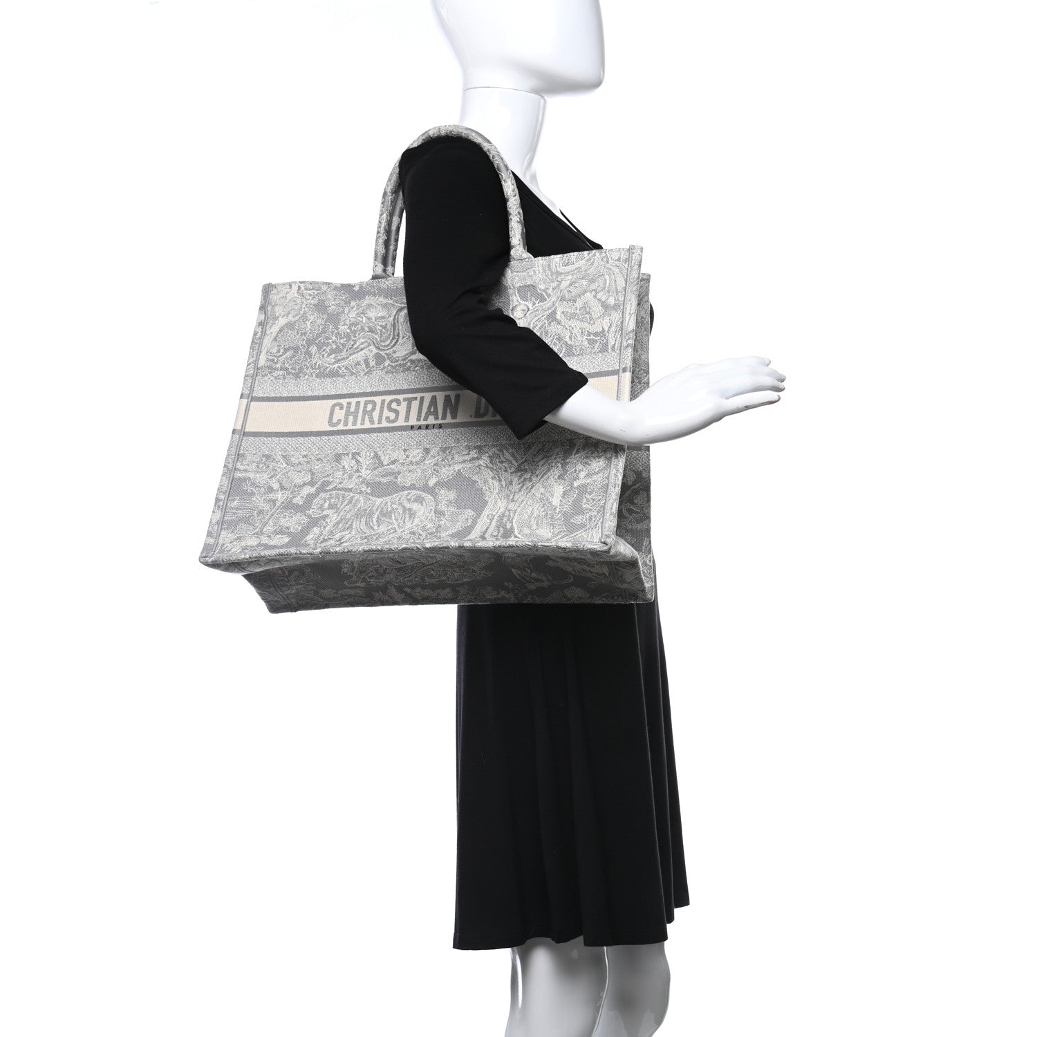 Christian Dior Canvas Embroidered Large Dioriviera Toile De Jouy Book Tote Gray 2 of 9