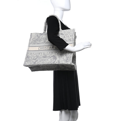 Christian Dior Canvas Embroidered Large Dioriviera Toile De Jouy Book Tote Gray 2 of 9