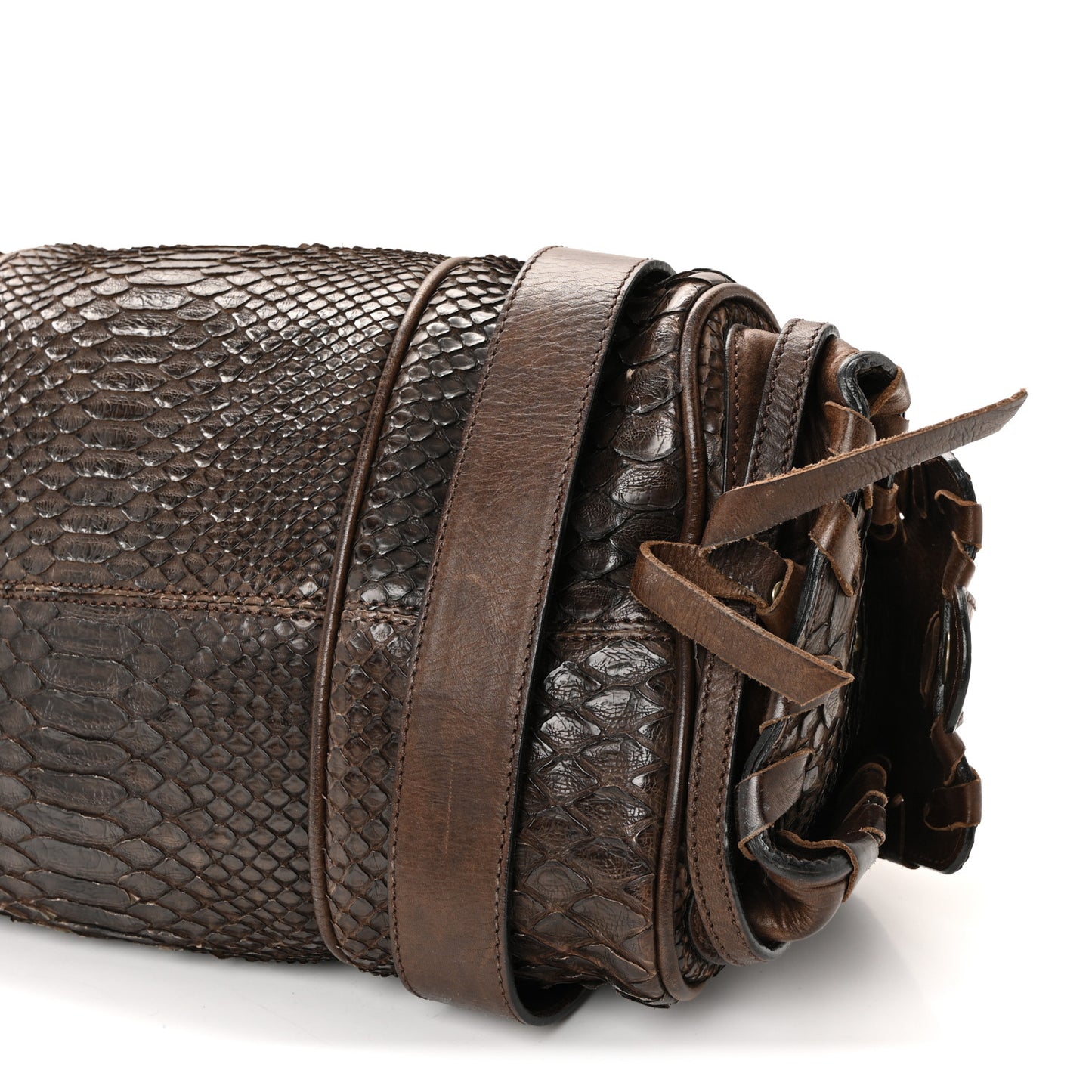 Snakeskin Silverado Shoulder Bag Dark Brown