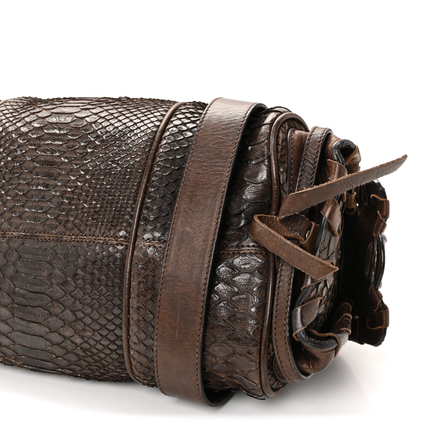 Chloe Snakeskin Silverado Shoulder Bag Dark Brown 16 of 17
