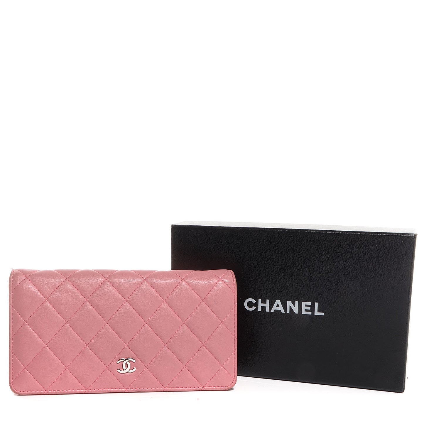 Lambskin Quilted Yen Wallet Pink
