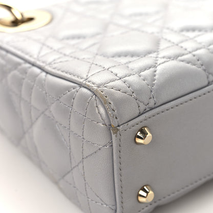 Christian Dior Metallic Lambskin Cannage Mini Lady Dior Grey 9 of 14