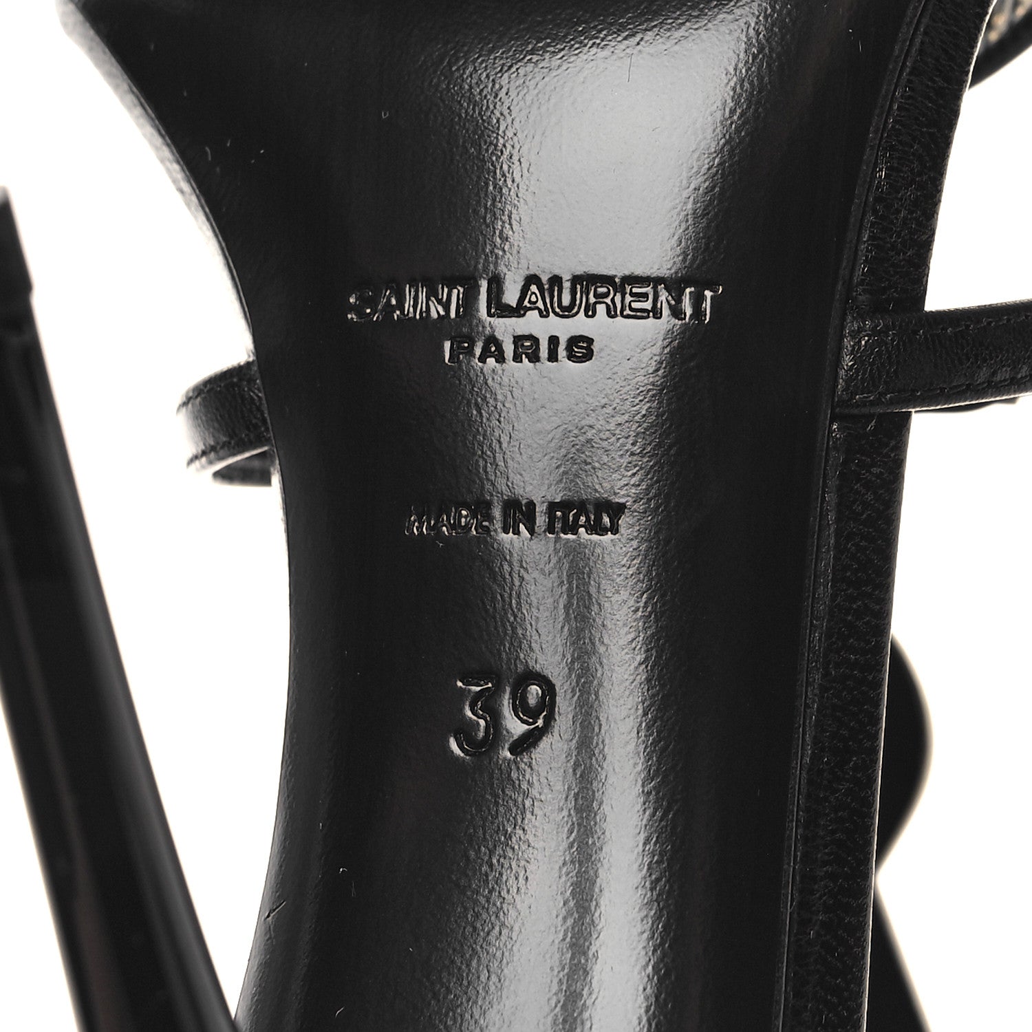 Saint Laurent Calfskin Cassandra Palm Logo 110 Ankle Strap Sandals 39 Black 7 of 9