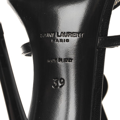 Saint Laurent Calfskin Cassandra Palm Logo 110 Ankle Strap Sandals 39 Black 7 of 9