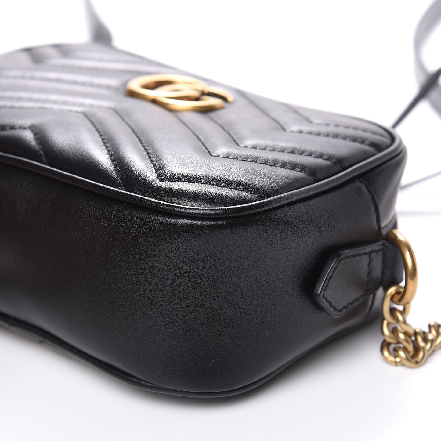 Calfskin Matelasse Mini GG Marmont Chain Shoulder Bag Black