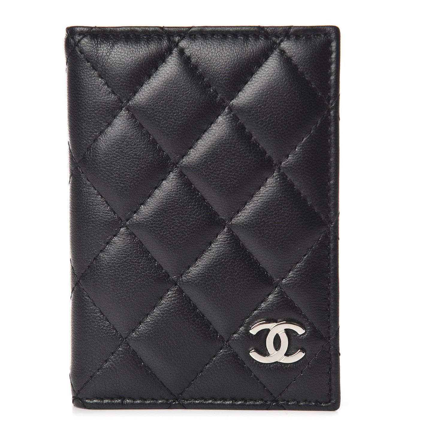 Lambskin Quilted Card Holder Wallet Black