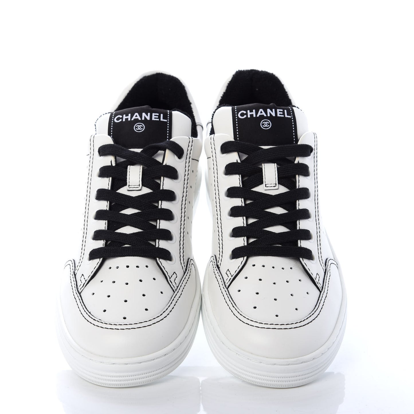 Calfskin Womens Logo Sneakers 39 White Black