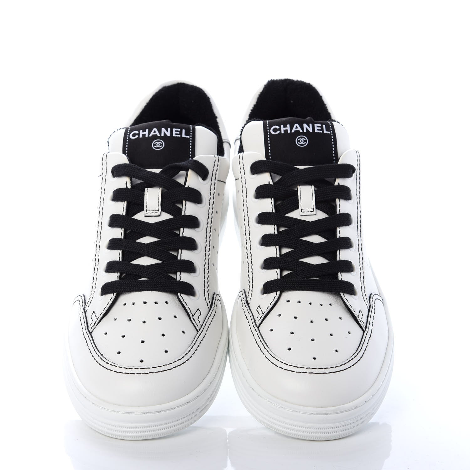 Chanel Calfskin Womens Logo Sneakers 39 White Black 5 of 11