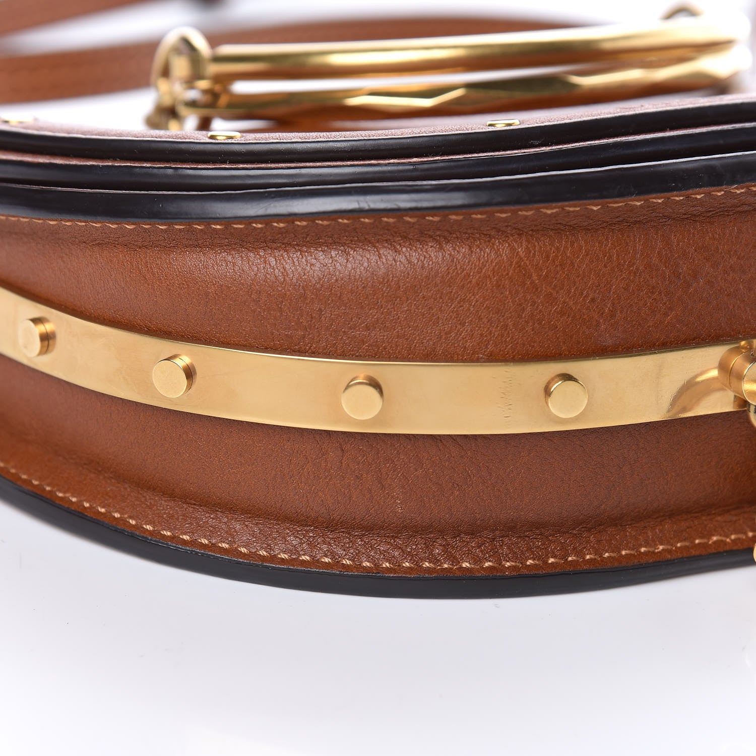 Chloe Calfskin Small Nile Bracelet Minaudiere Bag Caramel 5 of 9