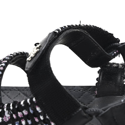 Chanel Glittered Tweed Lambskin Dad Sandals 40 Black Multicolor 10 of 11