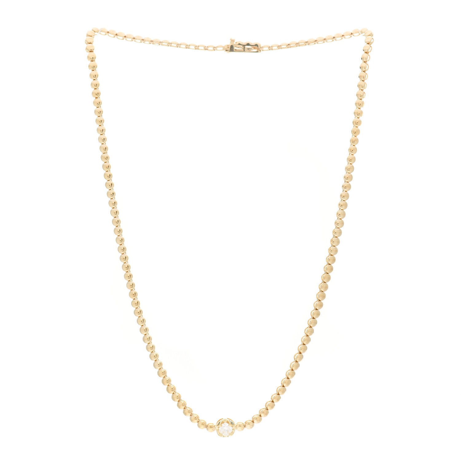 Jennifer Meyer 18K Yellow Gold Diamond Mini Single Bezel Tennis Necklace 3 of 5