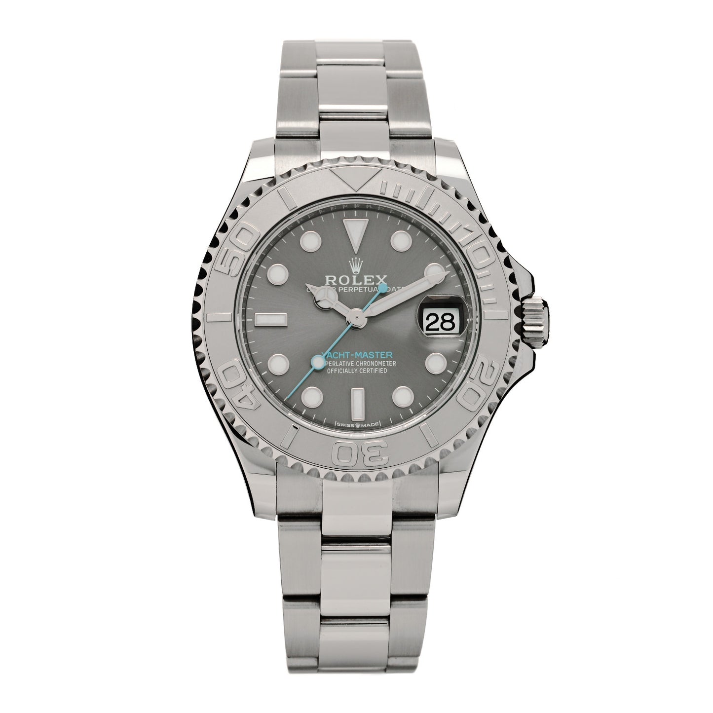 Stainless Steel Platinum 37mm Oyster Perpetual Date Yacht-Master Watch Slate 268622