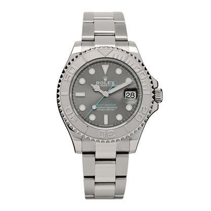 Rolex Stainless Steel Platinum 37mm Oyster Perpetual Date Yacht-Master Watch Slate 268622 1 of 5