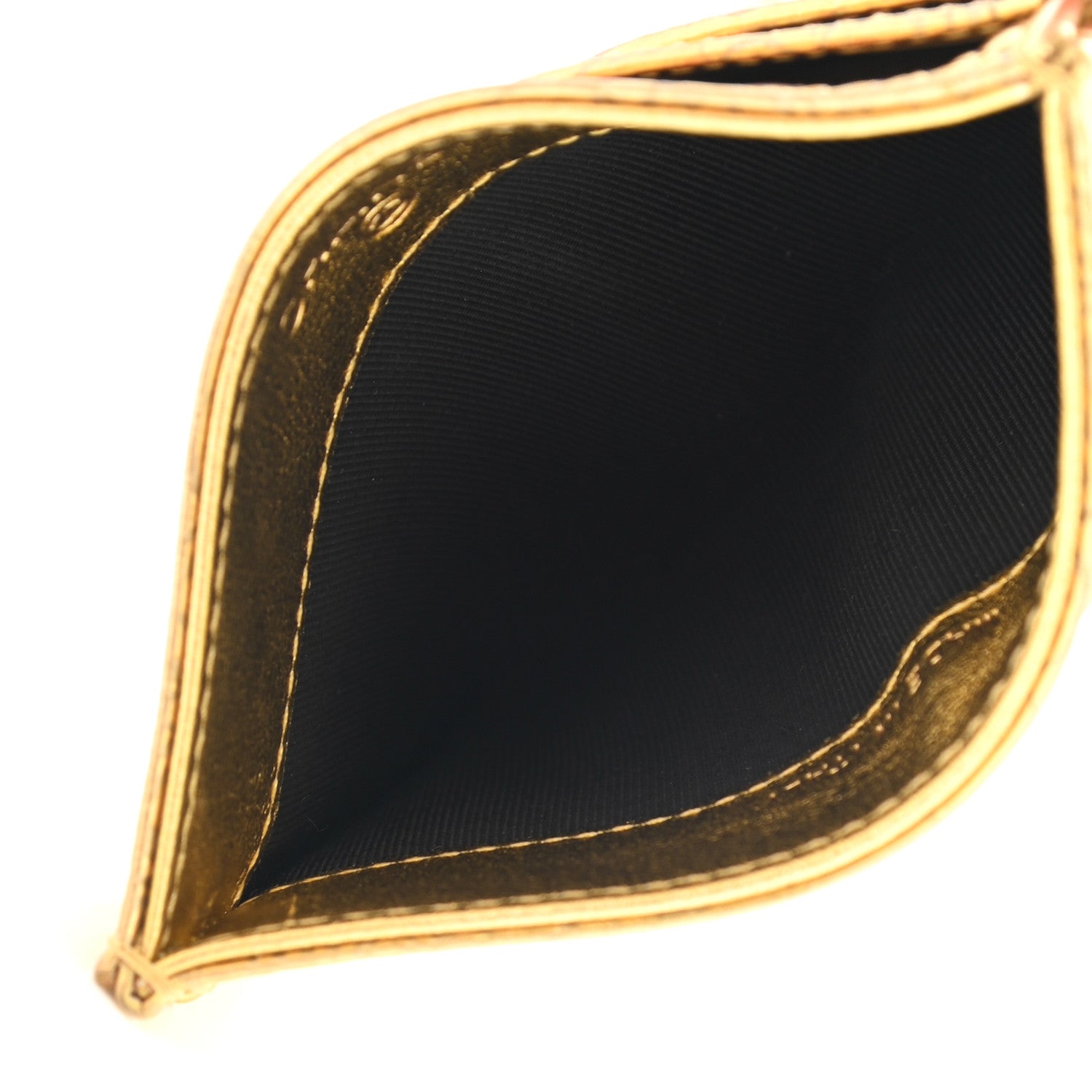 Chanel Metallic Calfskin Crocodile Embossed Cocodile Card Holder Gold 5 of 8