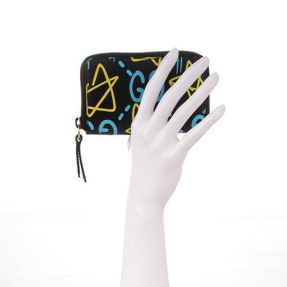 Gucci Calfskin GucciGhost Zip Around Card Case Black New Acquamarine 2 of 7