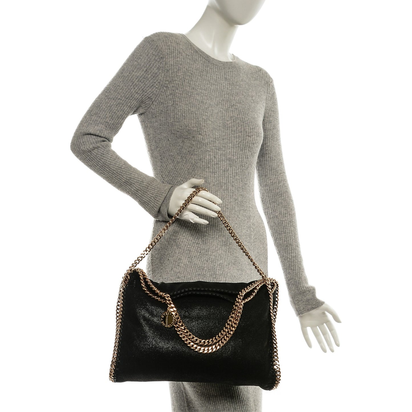 Shaggy Deer Falabella Fold Over Tote Black