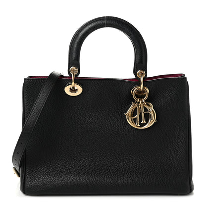 Christian Dior Bullcalf Medium Diorissimo Tote Black Rose Indien 1 of 11