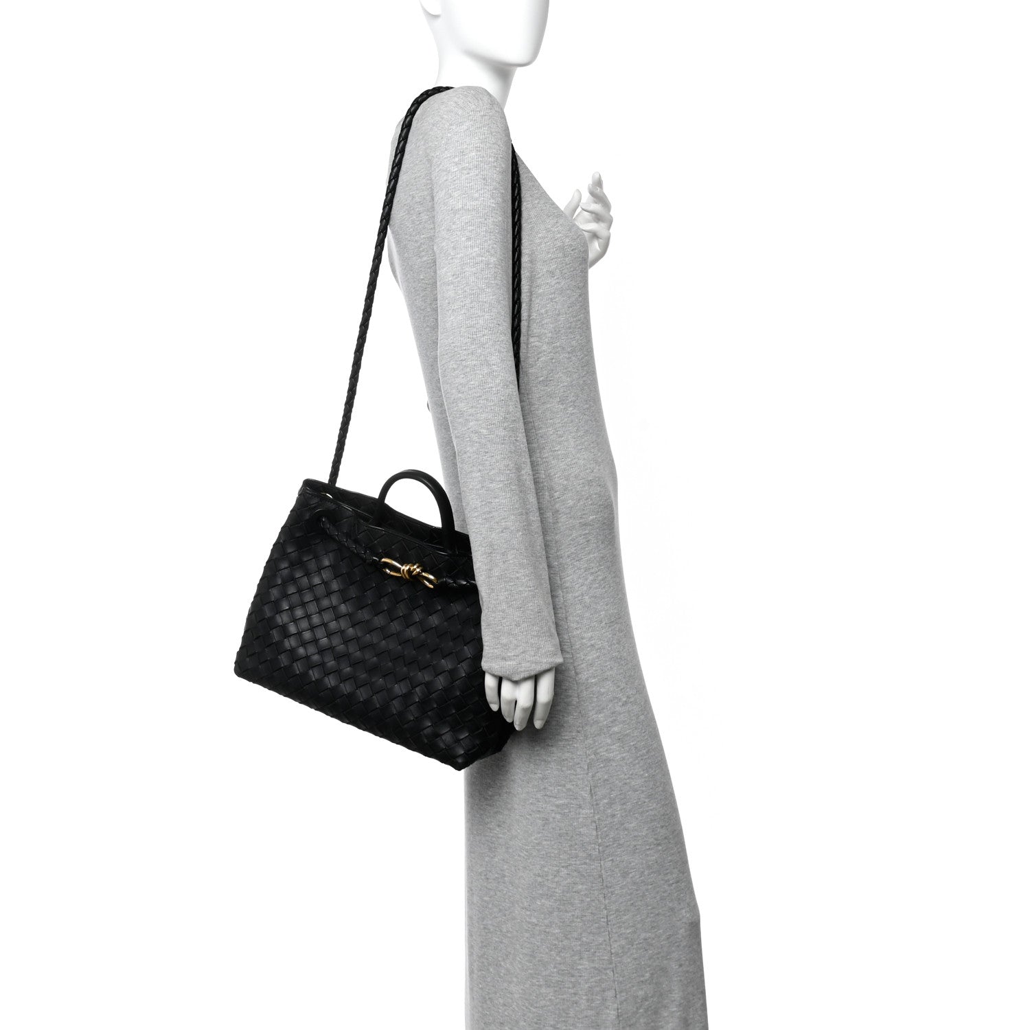 Bottega Veneta Nappa Intrecciato Medium Andiamo Shoulder Bag Black 2 of 12