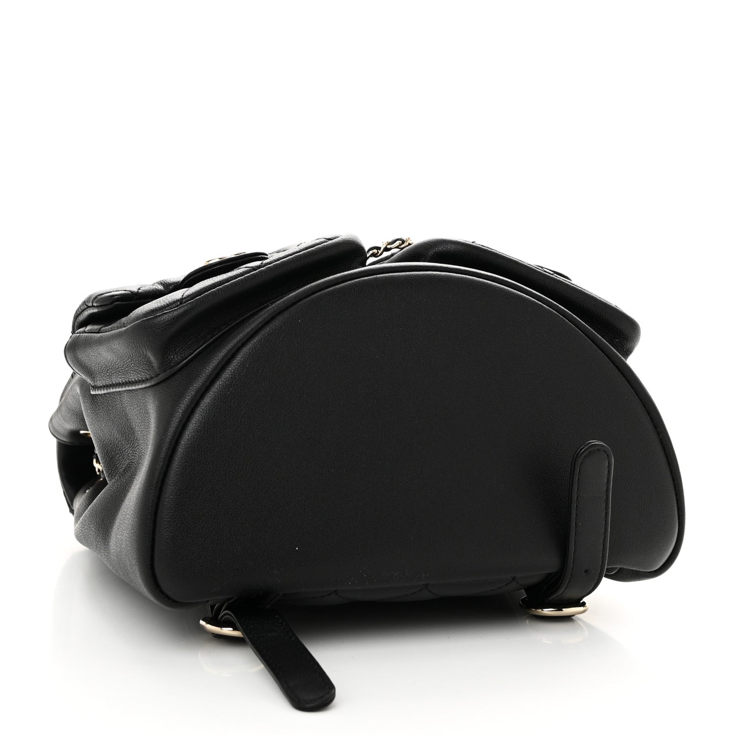 Calfskin Quilted Medium Duma Pockets Drawstring Backpack Black