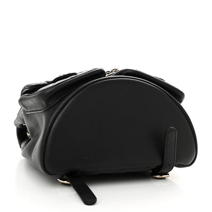 Chanel Calfskin Quilted Medium Duma Pockets Drawstring Backpack Black 4 of 10