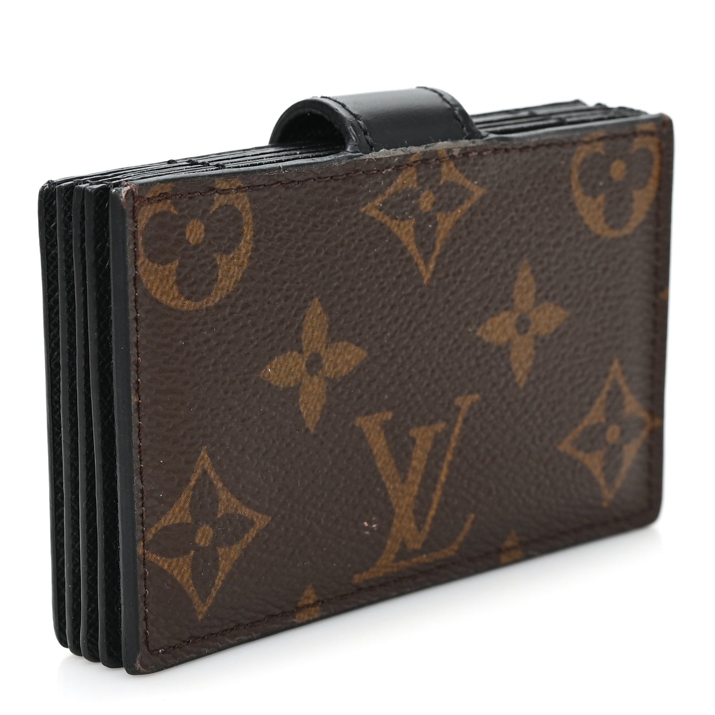 Monogram Gusset Card Holder Black
