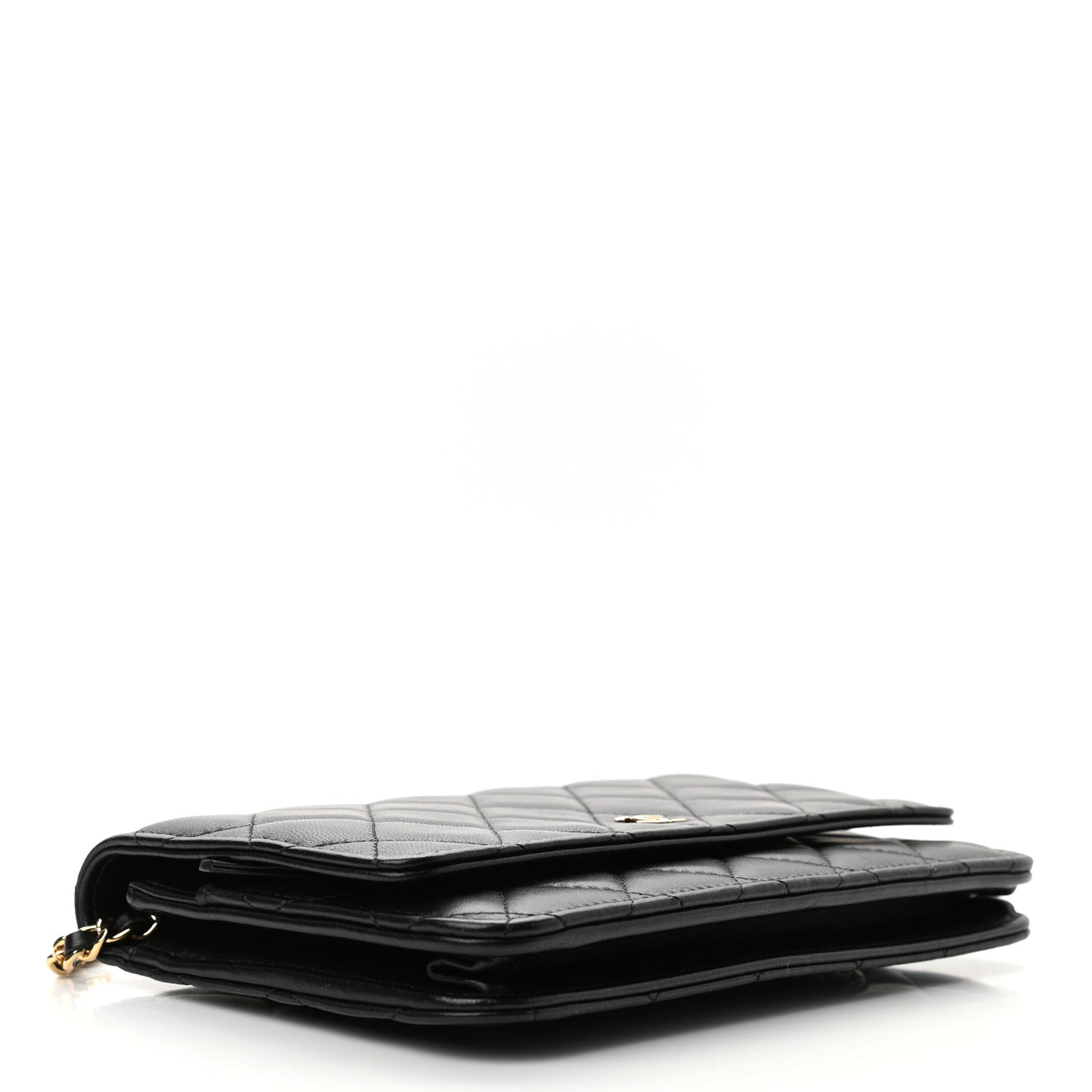 Lambskin Quilted Wallet On Chain WOC Black