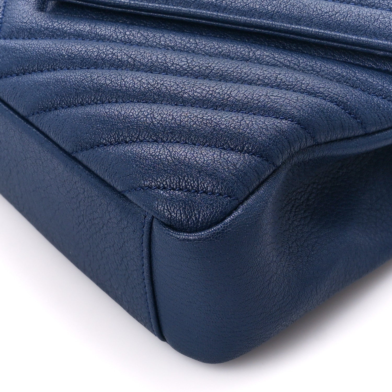 Saint Laurent Sheepskin Matelasse Chevron Monogram Medium College Bag Blue Charron 12 of 12