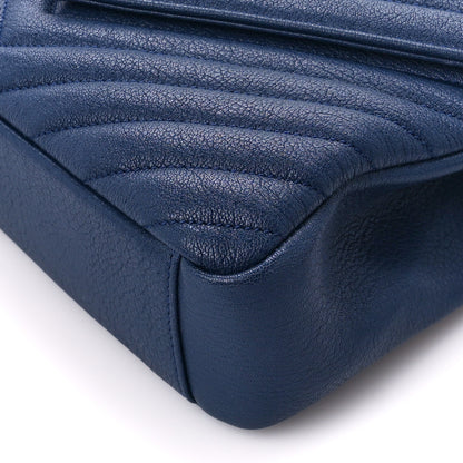 Saint Laurent Sheepskin Matelasse Chevron Monogram Medium College Bag Blue Charron 12 of 12