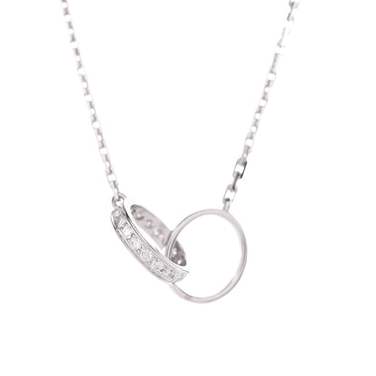 Cartier 18K White Gold Diamond Interlocking LOVE Necklace 7 of 8