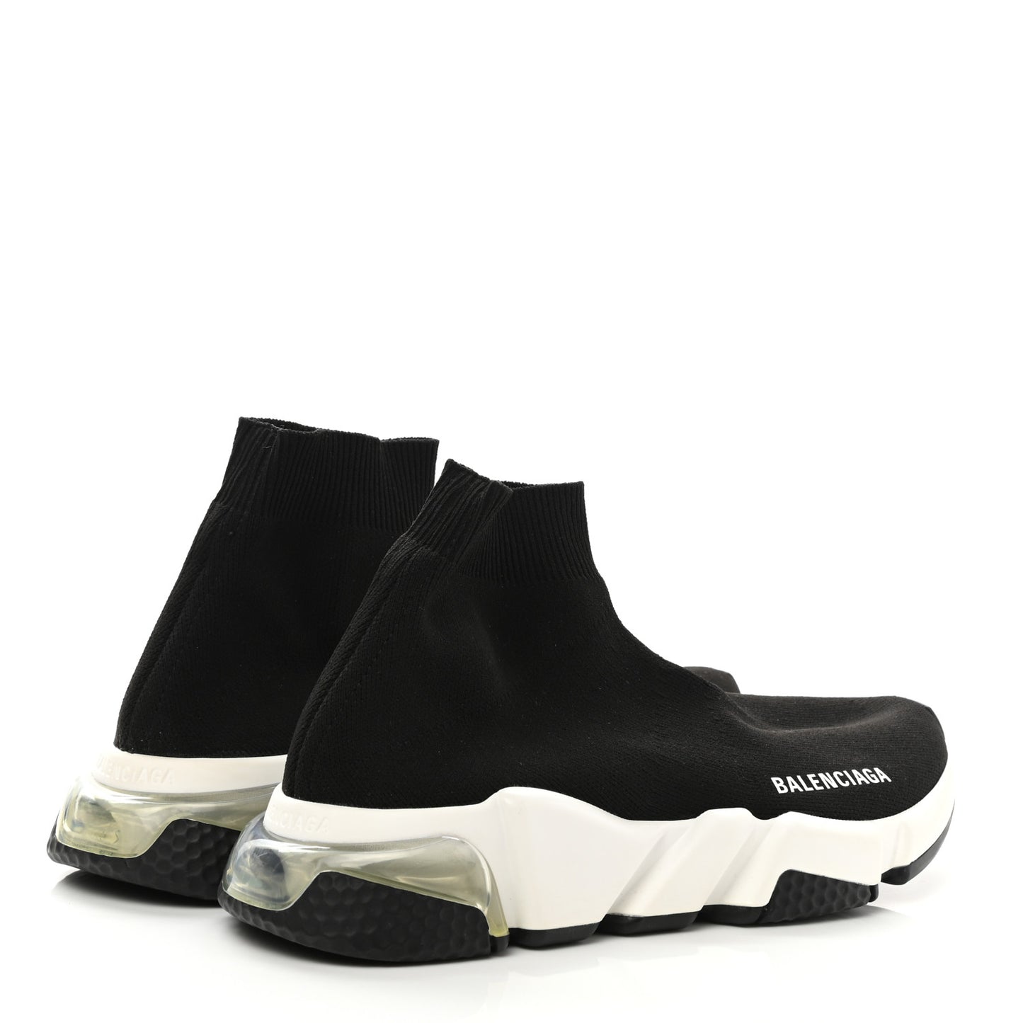 Neoprene Knit Womens Speed Clear Sole Sneakers 37 Black White