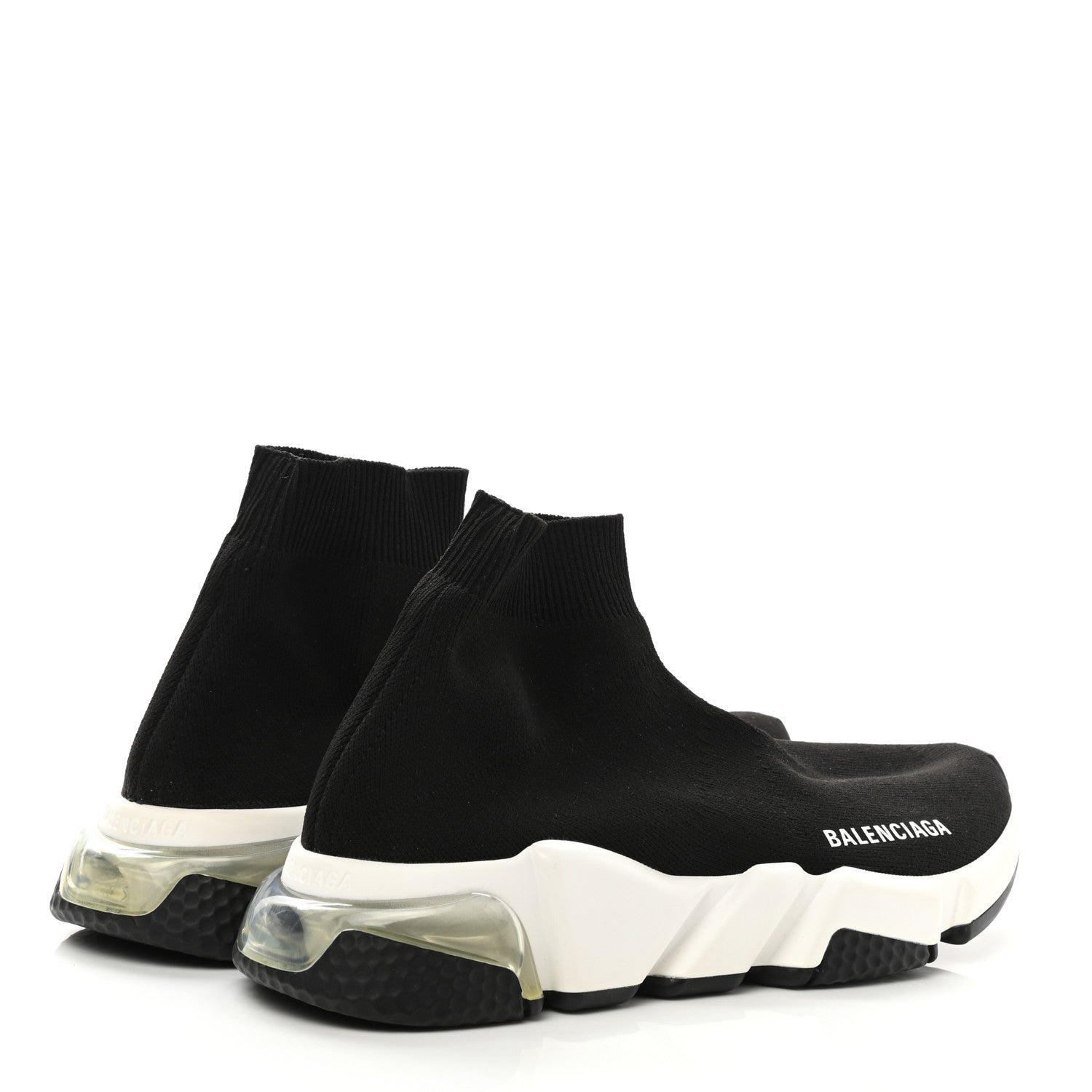 Balenciaga Neoprene Knit Womens Speed Clear Sole Sneakers 37 Black White 4 of 9