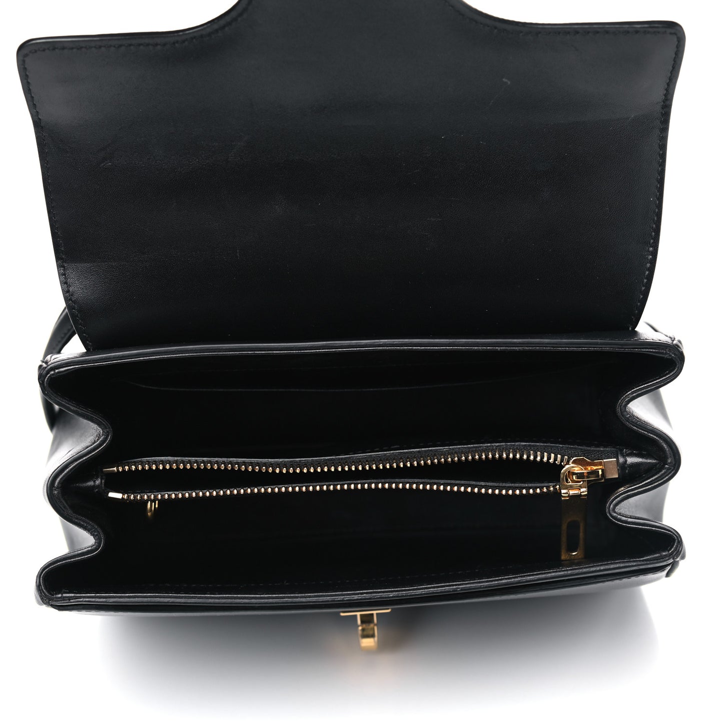 Satinated Calfskin Small 16 Top Handle Bag Black