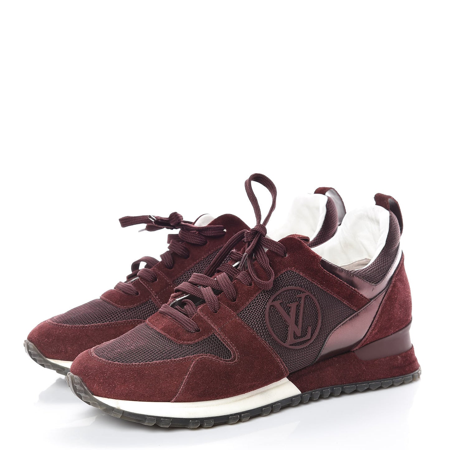 Suede Calfskin Run Away Sneakers 40 Burgundy