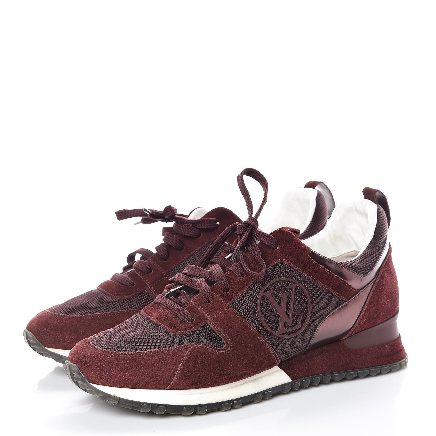 Louis Vuitton Suede Calfskin Run Away Sneakers 40 Burgundy 3 of 9