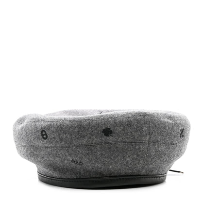 Hermes Cashmere Lambskin Saint-Honore Charms Beret 57 Charbon 1 of 8