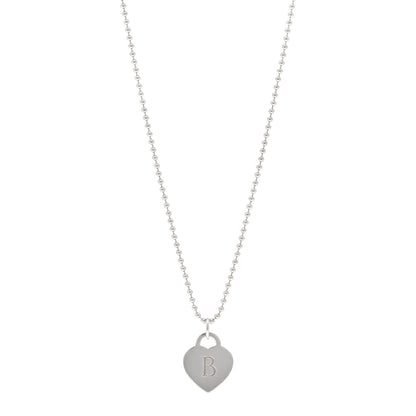 Tiffany Sterling Silver Heart Tag Alphabet B Pendant Bead Chain Necklace 1 of 4