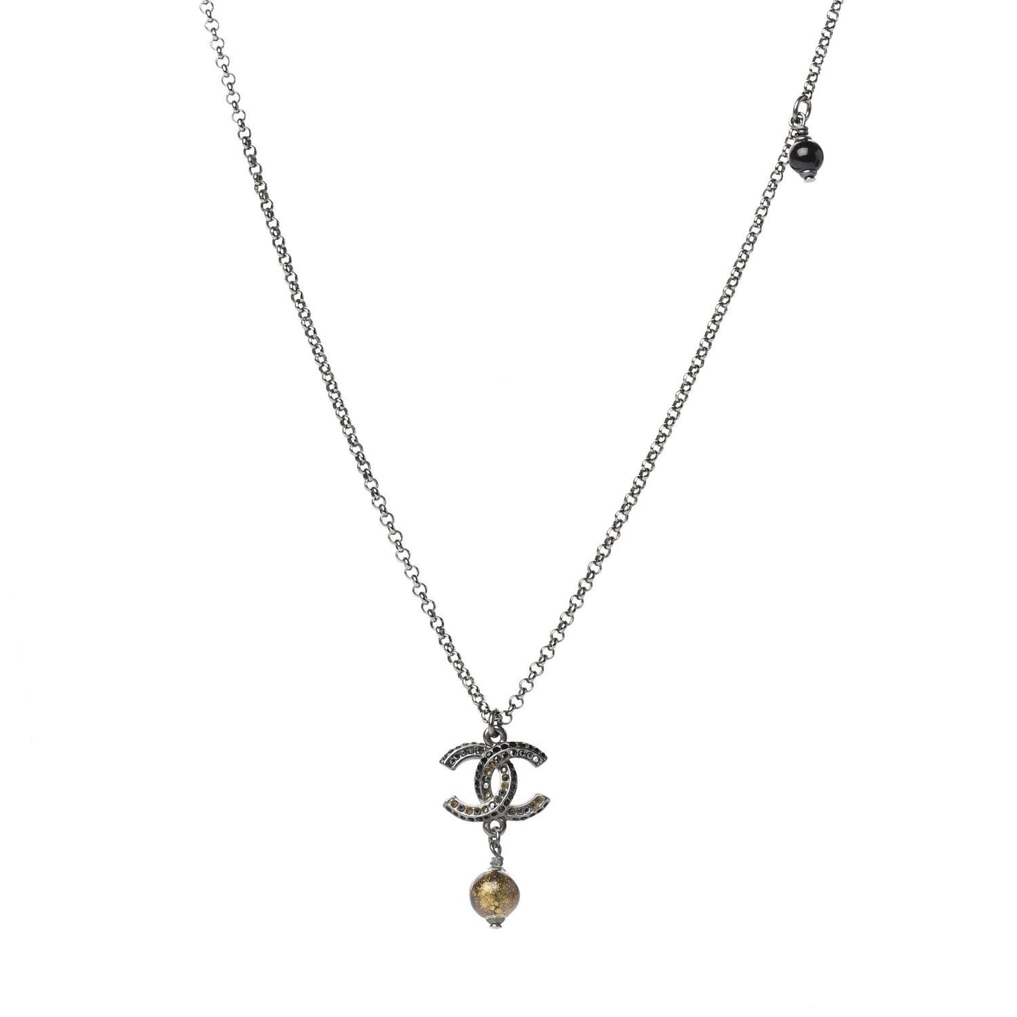 Ruthenium Crystal CC Drop Necklace