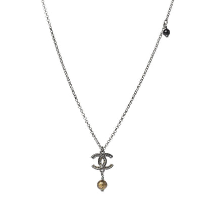 Chanel Ruthenium Crystal CC Drop Necklace 1 of 6