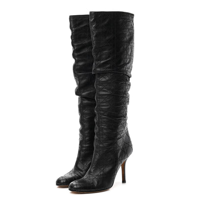 Christian Dior Lambskin Cannage Tall Boots 37 Black 3 of 10